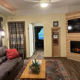 And yes, more pictures of room six you even have a little fireplace just love