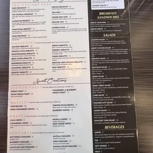 the menu of the restaurant