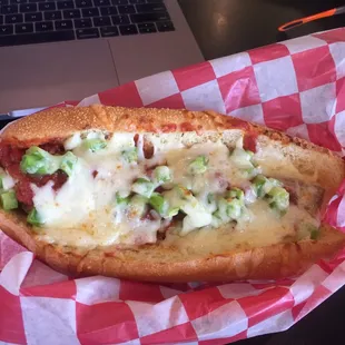 Hot sausage sandwich