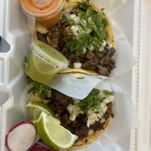 Campechano and steak tacos