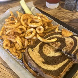 Patty Melt and Curly Fries