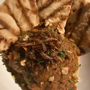 Smoke eggplant with tomato &amp; garlic &amp; Pita Bread, 02.08.2023.