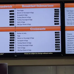 The menu begins