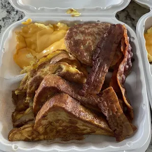 Bacon French toast platter with extra meat option