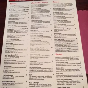 the menu for the restaurant