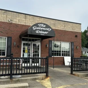 the entrance to the restaurant