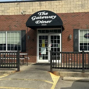 the entrance to the restaurant