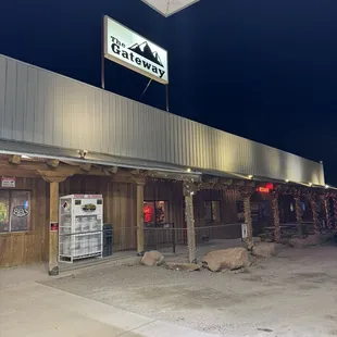 the entrance to the restaurant