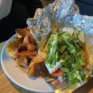 Beer battered fries NY Sandwich for Meat Eaters - Meat  Gyro/ Sauce
