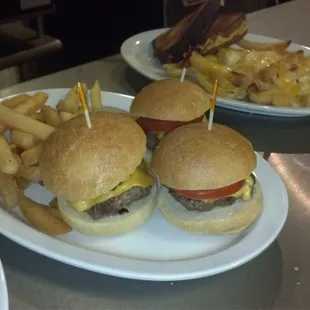 Beef Sliders and Grilled Cheese in the background