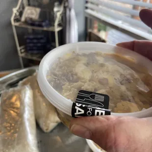 Breakfast burrito bowl, bacon, sausage, eggs And hash browns. Yum!