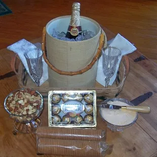 We have a special package that can be added to your suite price that includes wine and chocolate