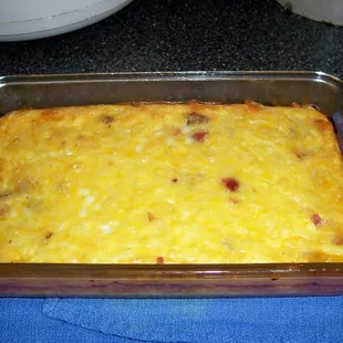 We are famous for our Amish Breakfast Casserole served hot from the oven