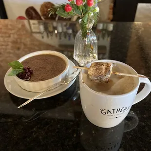 Chocolate lavender, crème brûlée, and toasted marshmallow latte