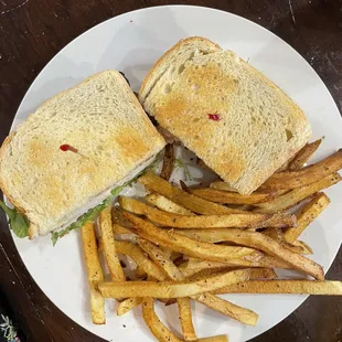 Turkey, bacon, avocado sandwich and fries