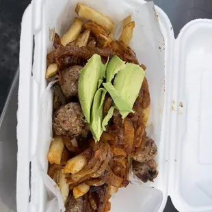 Their special, which was basically the choripapas without the nacho cheese, but with the avocado