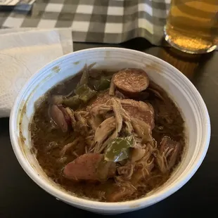 Large gumbo with chicken and andouille sausage