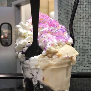 a scoop of ice cream and sprinkles