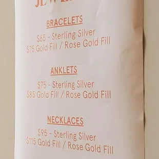 Permanent jewelry options.