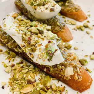 Burrata and pistachio toast