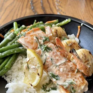 Salmon Bowl add Grilled Shrimp