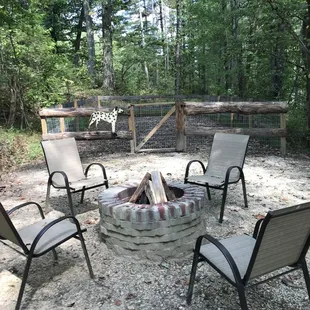 Come enjoy our outdoor firepit with wood provided and let your pooch enjoy our fenced in dog park