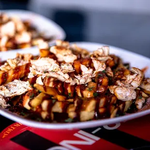 two plates of food on a table