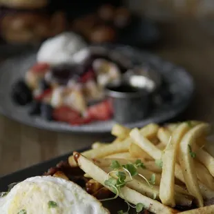 A full spread of different main dishes at The George