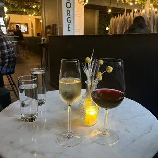 Bubbly and Red blend while listening to some jazz. There was food that disappeared  Gotta love jazz night Thursdays