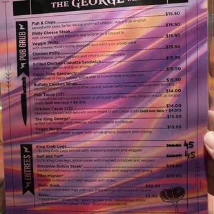 a menu for a restaurant