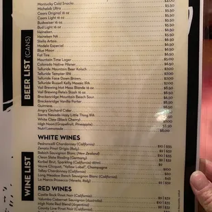 menu