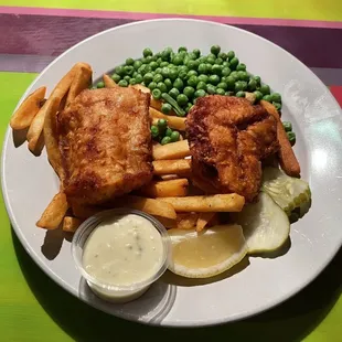 Fish N&apos; Chips. $15.50 for a 3/10 plate of meh.