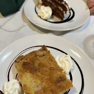 Plum dessert and Black Forest cake