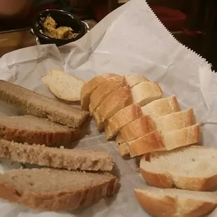 The bread comes with an amazing spread!