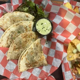 Spinach &amp; Mushroom Quesadilla