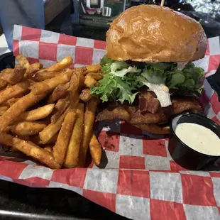 Burger and fries