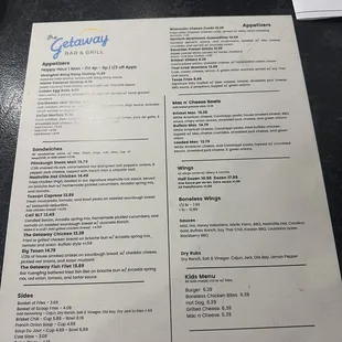 menu