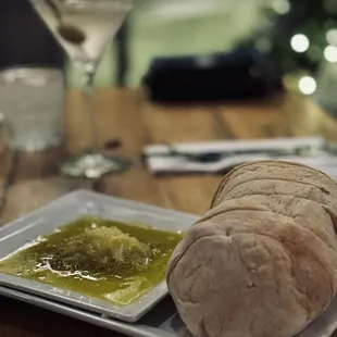 Side of warm bread and oil. Highly recommend!