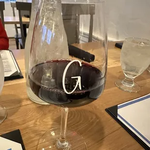 a glass of wine on a table