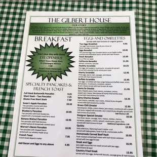 the breakfast menu