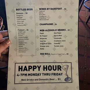 Drink menu
