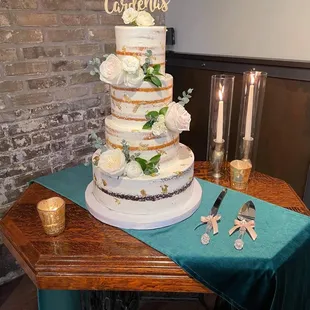 a wedding cake on a table
