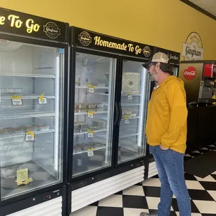 Cooler with desserts, salads, and take and bake items