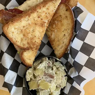 Turkey guacamole melt and dill potato salad.