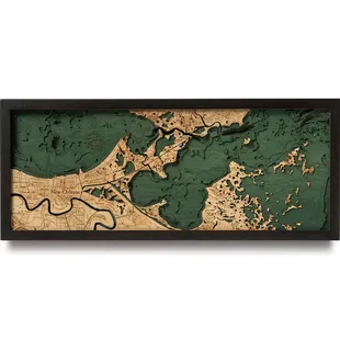 New Orleans Nautical Wood Map