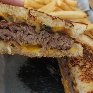 Juicy and hot patty melt