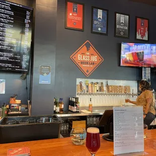 a woman at a bar