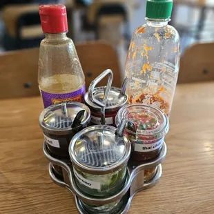 a variety of condiments