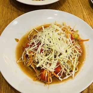 two plates of food on a table