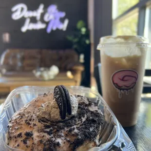 Cookies &amp; Cream Donut and Iced vanilla coffee.